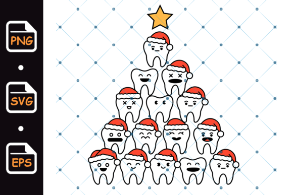A Cartoon Teeth Christmas Tree: Branding Graphics & Illustrations