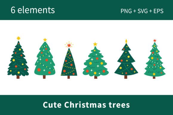 A Designer's Take on the Cute Christmas Tree Clip Arts Set