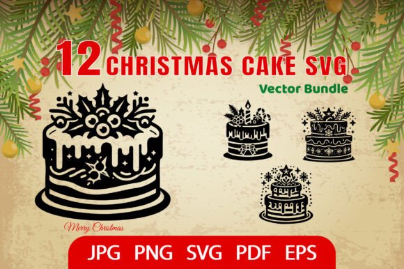 Christmas Cake SVG Bundle Graphics for Crafters