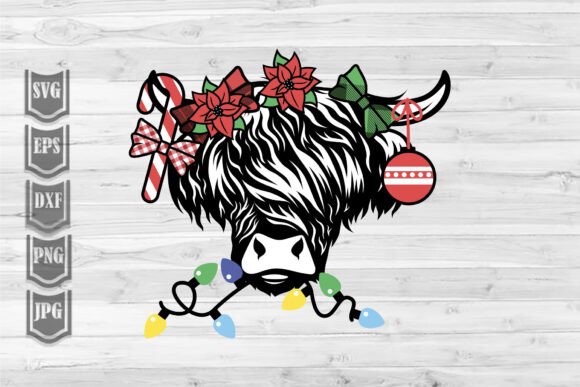 Christmas Highland Cow Graphics for Festive Illustrations