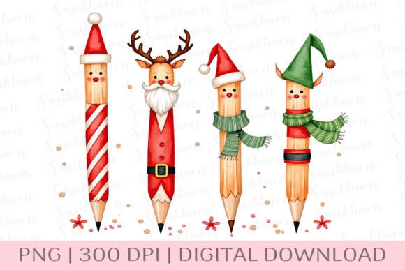 Christmas Pencil Cute Holiday School Graphics