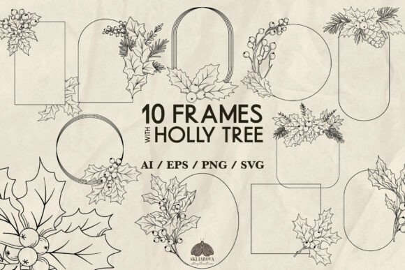 Christmas Winter Holly Frames: A Versatile Graphics and Illustrations Set