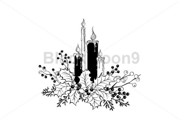Composition with Christmas Candles: A Cozy Illustrator Asset