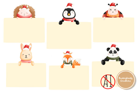 Cute Animal Christmas Text Box: A Charming Graphics Set