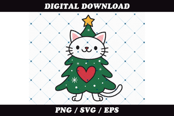 Cute Christmas Cat Dressed As Tree: A Versatile Graphics Illustration