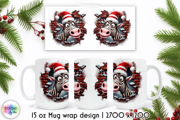 Funny Christmas Cracked Wall Mug Wrap: A Festive Graphic