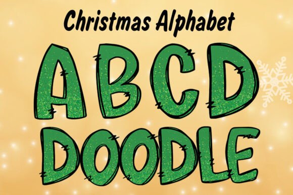 Green Glitter Christmas Alphabet Png: Sparkling Graphics