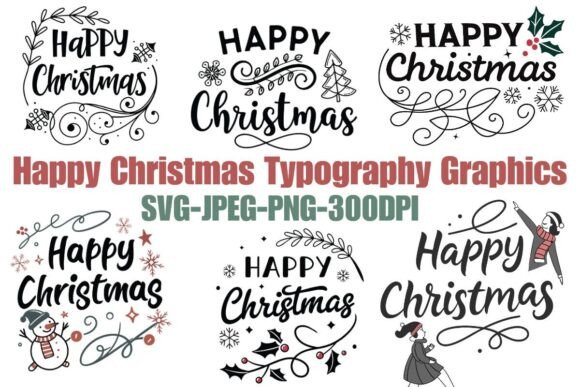 Happy Christmas Typography for Holiday Graphics