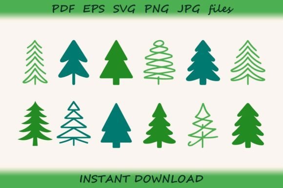 Minimalist Christmas Tree Silhouettes: A Versatile Graphics Set