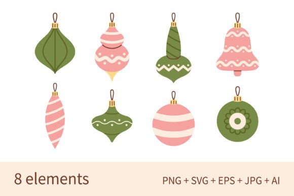Vintage Christmas Ornament Clipart for Festive Graphics